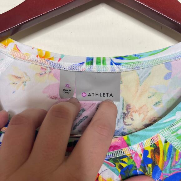 Athleta half zip long sleeve swim rash guard in tropical print XL - Picture 2 of 4